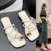Stylish Women's Cross Strap Slide Sandals Comfortable Lightweight Toe Loop Beach Shoes with Casual Solid Color Design for Summer