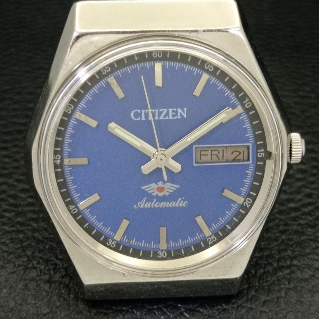 USED VINTAGE CITIZEN AUTOMATIC 8200 JAPAN MENS BLUE COLOR DIAL WATCH a434819-2 R123-a434819
