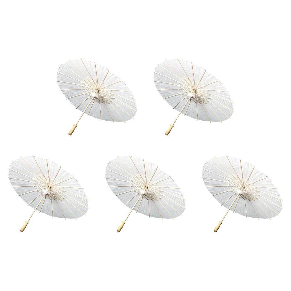60cm Wedding Paper Umbrellas Chinese Wood Handle White DIY Photography Props for Party Decor Japanese Oiled Paper Umbrella 1-10P