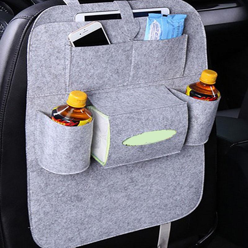 Felt Car Back Seat Organizer with 7 Pockets, Car Back Seat Kick Protector, Multi-Function Car Storage Bag, Home Felt Storage Bag