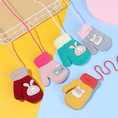1-6Years Boy Girl Baby Thicken Mittens Hand Gloves Winter Children Kids Knitted Gloves Warm Rope Mittens Wool Keep Warm Gloves