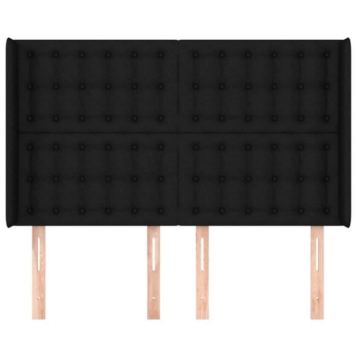 VidaXL Tête de lit avec oreilles Noir 147x16x118-128 cm Tissu3120014