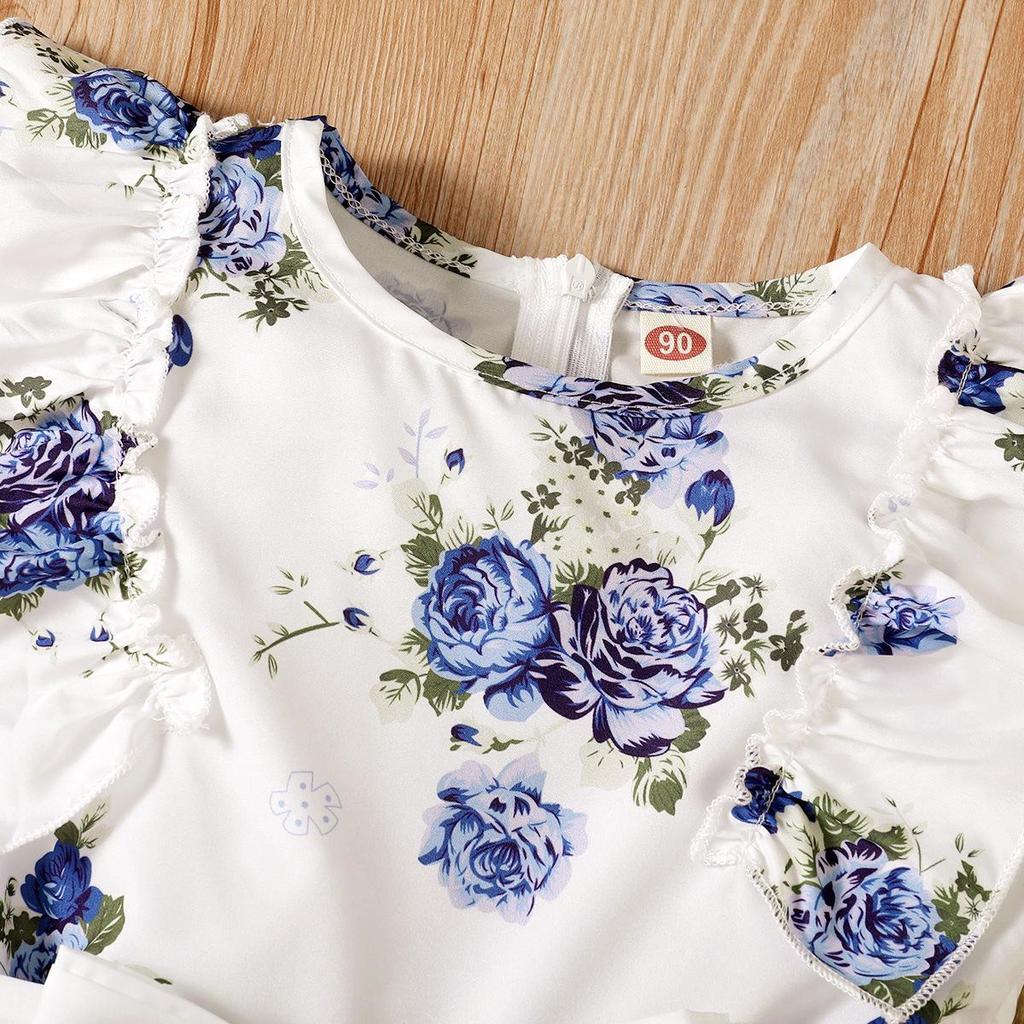Floral Ruffle Sleeveless Baby Girl Romper Jumpsuit