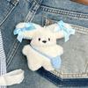 Puppy Toy Keychain with Bowknot Cartoon Big Ear Dog Plush Dolls Keyring Pendant Backpacks Bag Charm for Women and Girls