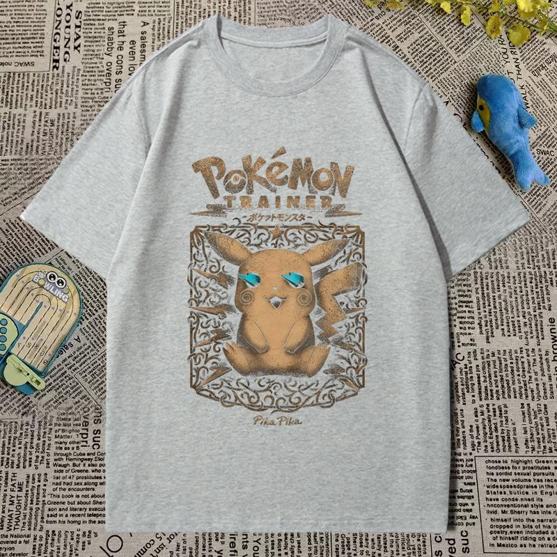 Pokémon Tshirt Mens and Womens Printed Short Sleeve Anime Cartoon Geng Gui Childrens Clothing Student Peripheral Summer