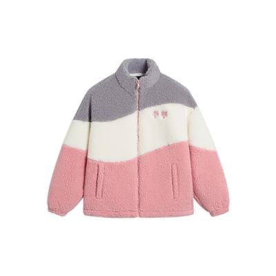 Li Ning Sports Lifestyle Series Color Block Letter Logo Embroidered Sherpa Jacket Unisex Jacket Vibrant-Orange Pink AFDT549-2