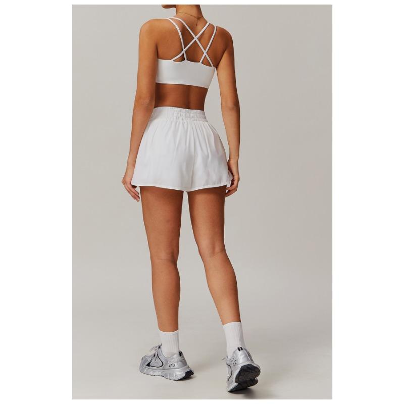 Women S Quick Dry Yoga Shorts Fake Two Piece Sports Shorts For Fitness