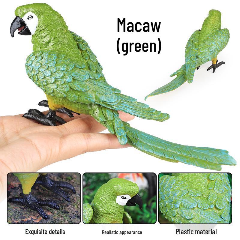 Wild Animal Simulation: Flying Parrot & Peacock Model Toy Ornament for Kids
