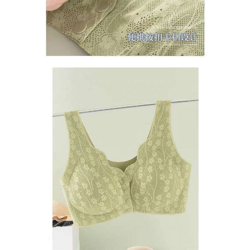 Front Open Full Cup Thin Breathable Gathering Anti Sagging Bra For Middle Aged Women