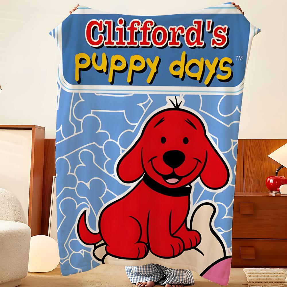 Cartoon C-Clifford the Big R-Red D-Dog Throw Flannel Throw Blanket, Lightweight Cozy, Durable Washable cute Cool