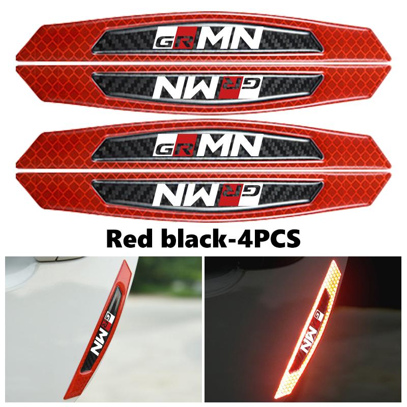 For Toyota 4Pcs Car Door Sticker Safety Warning Reflective Sticker Auto Accessories GRsport Yaris Corolla Rav4 CHR Auris Cruiser