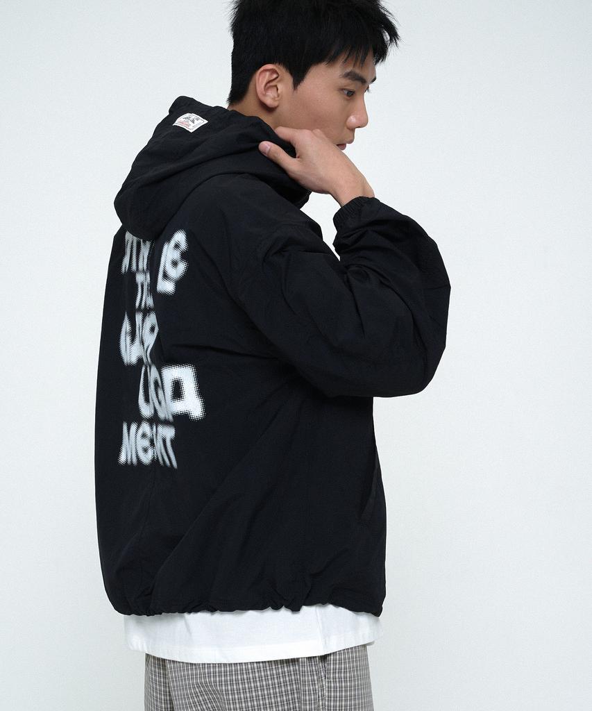 Universe Garment Daily Hooded Windbreaker Jumper_Black