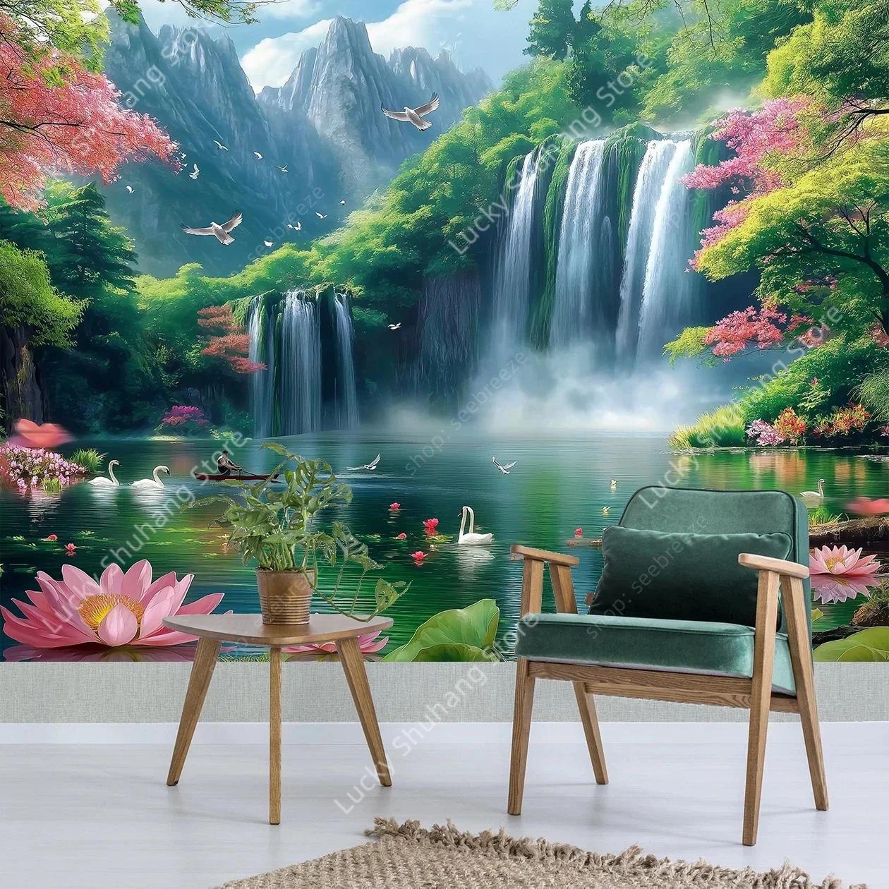 Majestic Waterfall Landscape Tapestry Nature Scenery Wall Art for Bedroom Living Room Decor Tranquil Outdoor Inspired Design 100x70cm