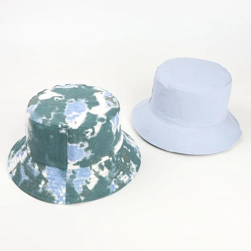 New Unisex Outdoor Tie Dye Fisherman's Hat Personality Women Double Sided Bucket Cap Europe Men Uv Protection Panama Sun Caps