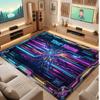 City Cyberpunk Theme Crystal Velvet Floor Rug Personalized Custom Name Text Warm Carpet Home Decoration