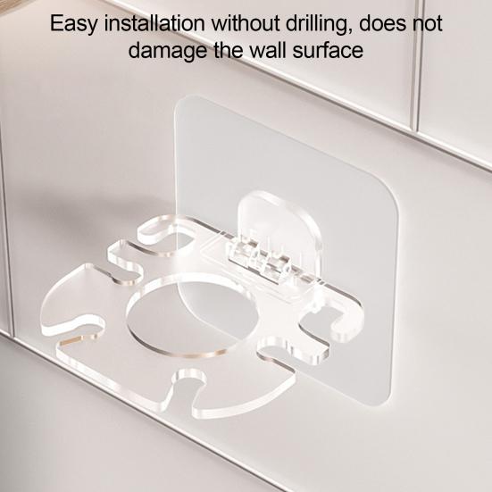 Toothbrush Holder Wall Mounted Self Adhesive Toothbrush Organizer with Toothpaste Slot Quick Drain Design