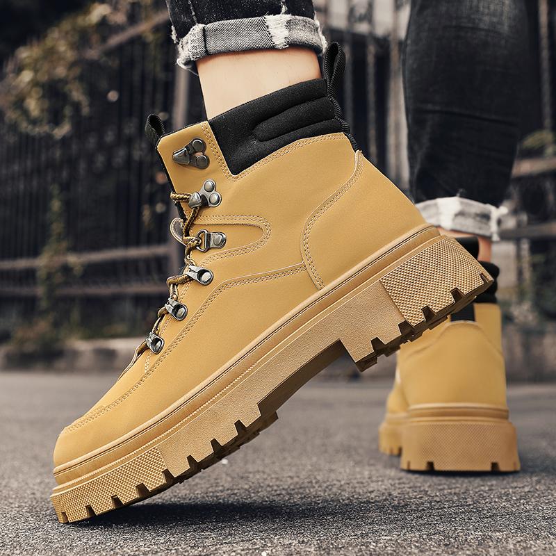 Nowe Męskie Klasyczne Jesienno-Zimowe Modne Wysokie Buty na Grubej Podeszwie do Skateboardingu Wygodne Miękkie Podeszwy Koszykarskie Sneakersy