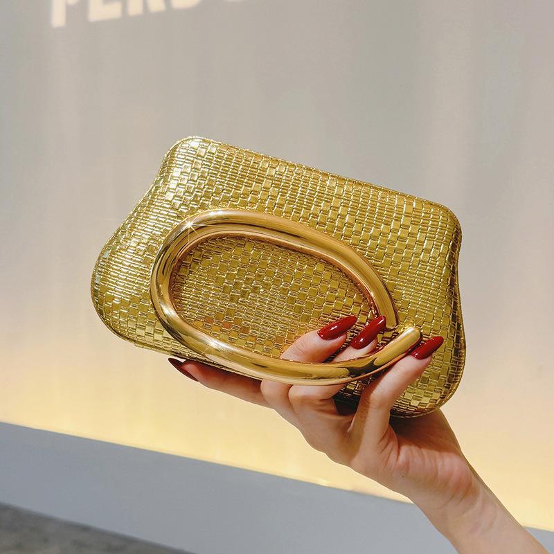 

Golden Evening Sparkle Round Clutch: Elegant Formal Party Crossbody with Chain