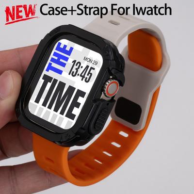 Case+Strap For Apple Watch Ultra 3/2 49mm 40/41 44/45 46mm Protective Cover Silicone Band For Iwatch Series 11 10 9 8 7 6 5 SE3