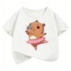 Kawaii Dacing Capybara Design T Shirts Manga Kids Childrens Tshirt Short Sleeve Boys Girls Summer Spring Casual Top Tee Shirt