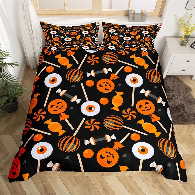 Halloween Duvet Cover Queen Boys Trick or Treat Bedding Set For Kids Teen Room Decor Microfiber Soft Sugar Skull Comforter Cover