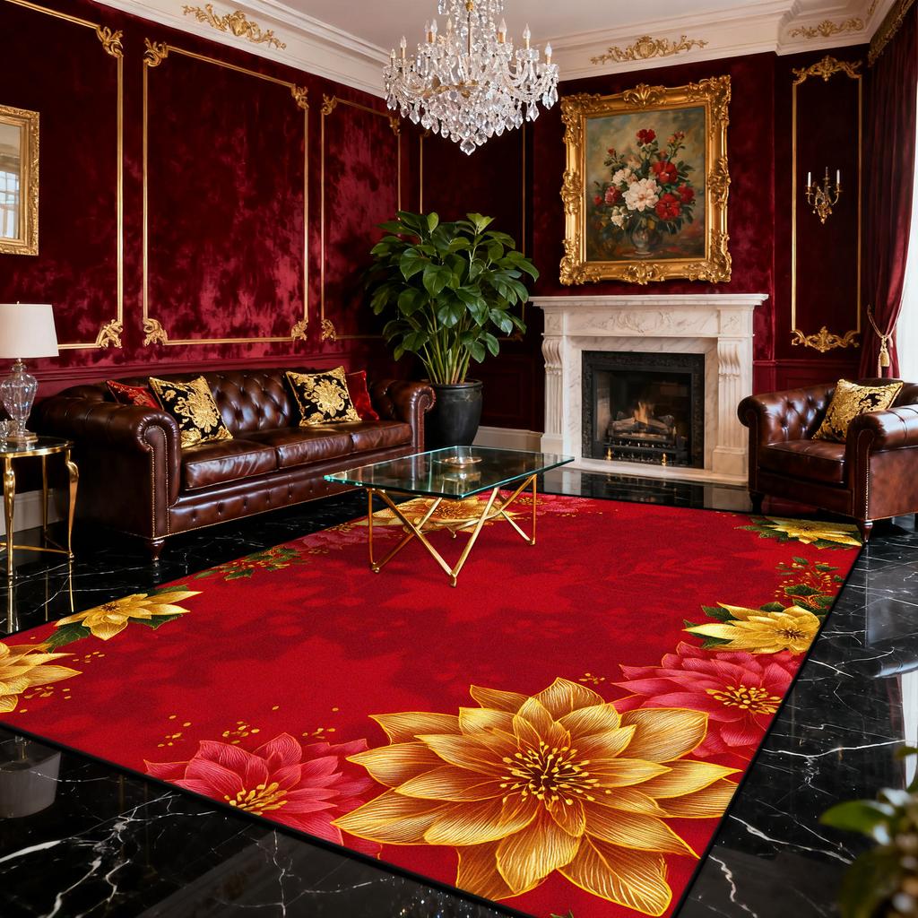 American Red Christmas Carpet for Living Room Decoration Sofa Coffee Table Area Rugs for Bedroom Large Area Floor Mat Washable