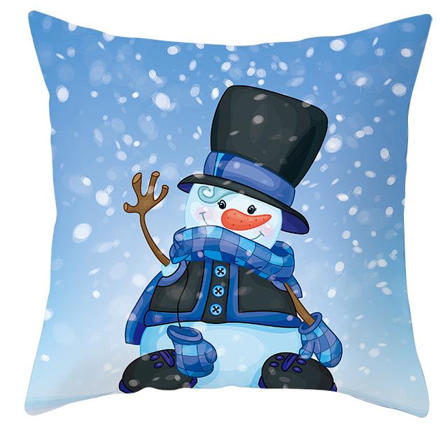 New Blue Snowflake Pillow Cover Winter Christmas Snowman Cushion Cover