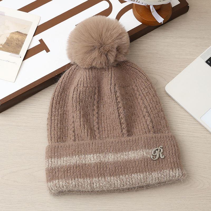 Fashion Knitted Warm Hat Winter Women's Fleece Ear Pads Wool Hat Outdoor Sports Hat