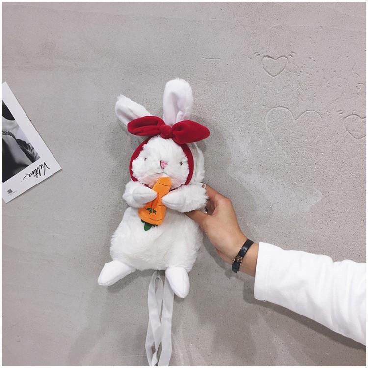 Plush Bunny Phone Bag With Zipper Closure For Daily Casual Wear