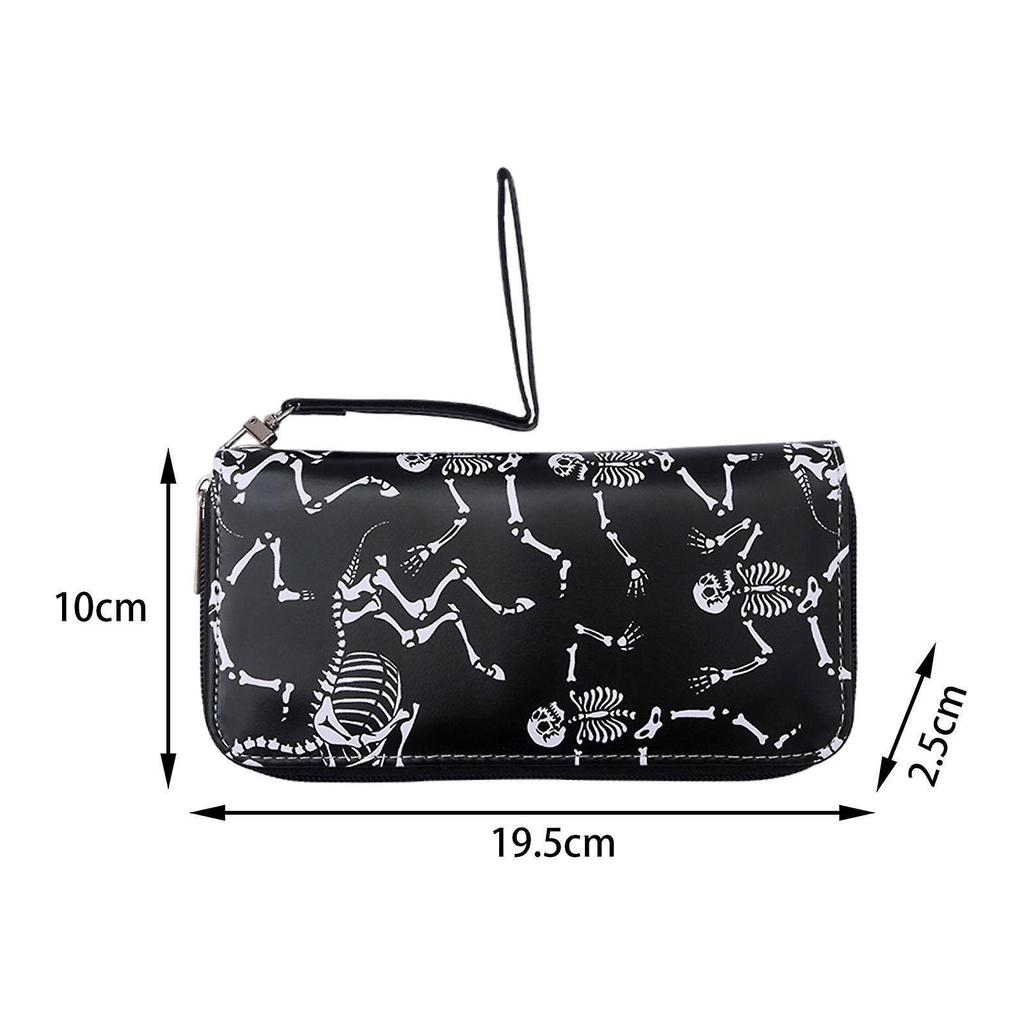 PU Leather Purse Creative Clutch Purse with Wrist Strap Handbag for Shopping Black White