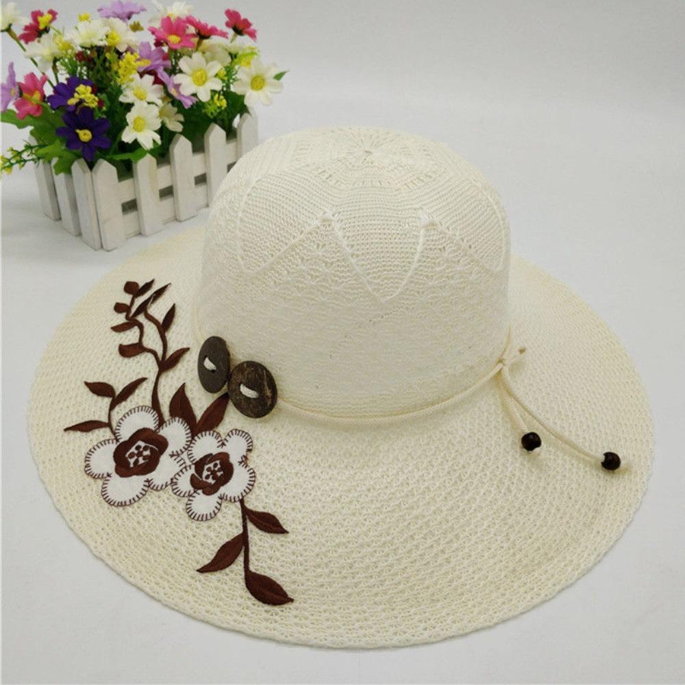 UV Protection Women's Sun Hat Flower Printed Straw Hat Fashion Fisherman's Hat Summer Outdoor