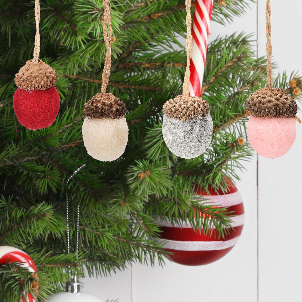 6pcs Acorn Bunches Artificial Plant DIY Material Pendants Christmas Decorations Festival Supplies Wool Ornaments