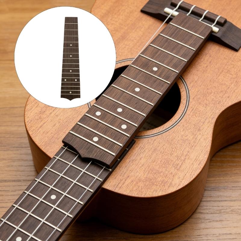 Premium Rosewood Ukulele Fingerboard Fretboard Part With White Dot Inlays For 21 Inch Ukulele Replacement Or Upgrade