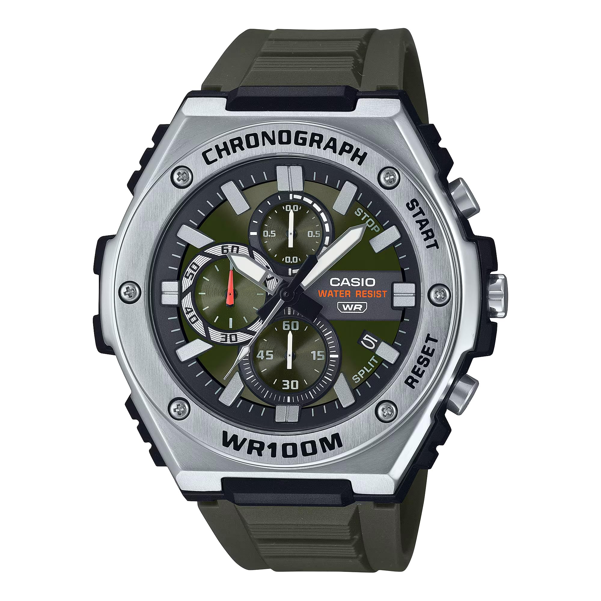 

Стандартные часы CASIO, второй хронограф, кварцевый, военный, зеленый, модель Overseas [Casio] мужские, 1/10 MWA-300H-3AV [Товар]