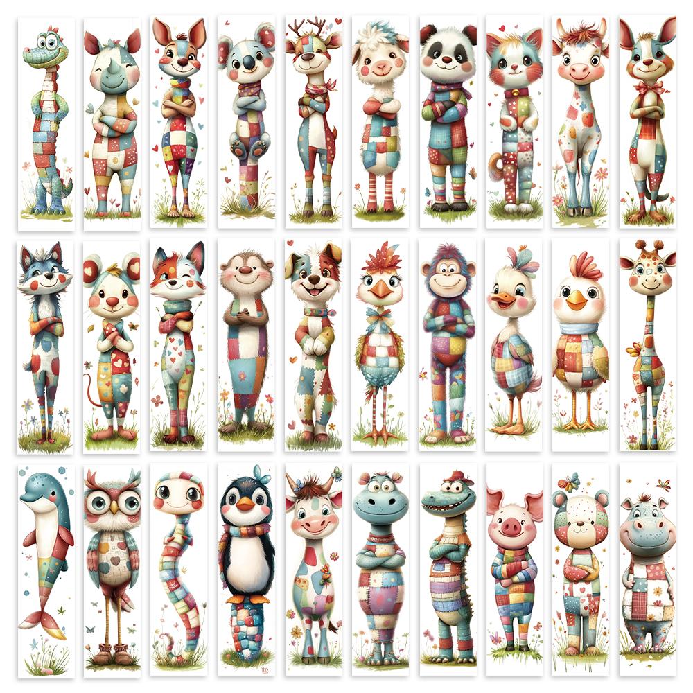 32pcs, cute animal collage bookmarks, whimsical bookmarks, birthday gifts, perfect for teachers, readers, and book lovers.