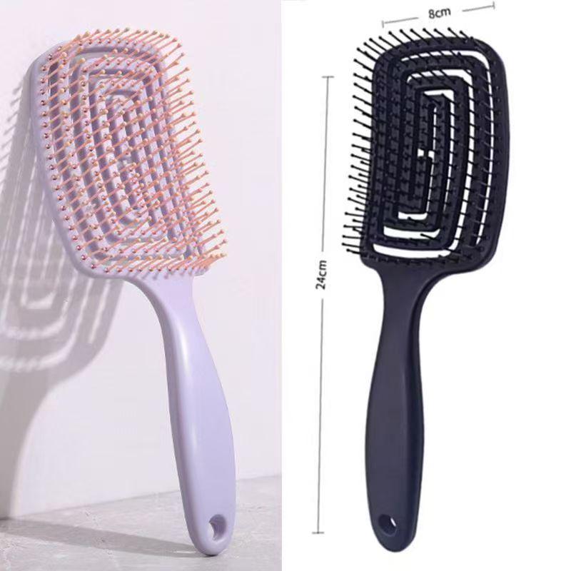 Ribbed Hollow Mosquito Coil Comb: Wet/Dry Dual-Use Massage Fluffy Comb for Home Use