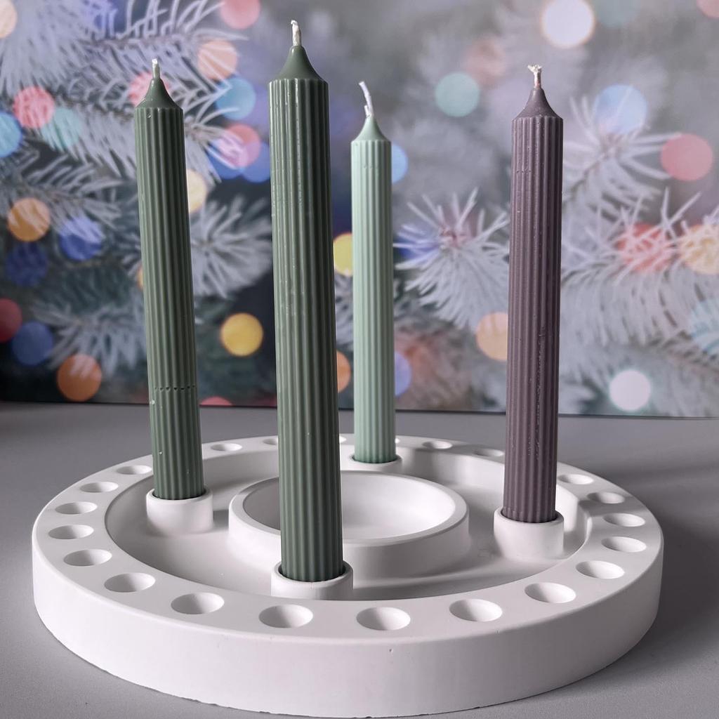 Christmas Countdown Tray Decorative Four Hole Candlestick Mould Advent Candlestick Holder Mould Seasonal Silicone Tray Mould
