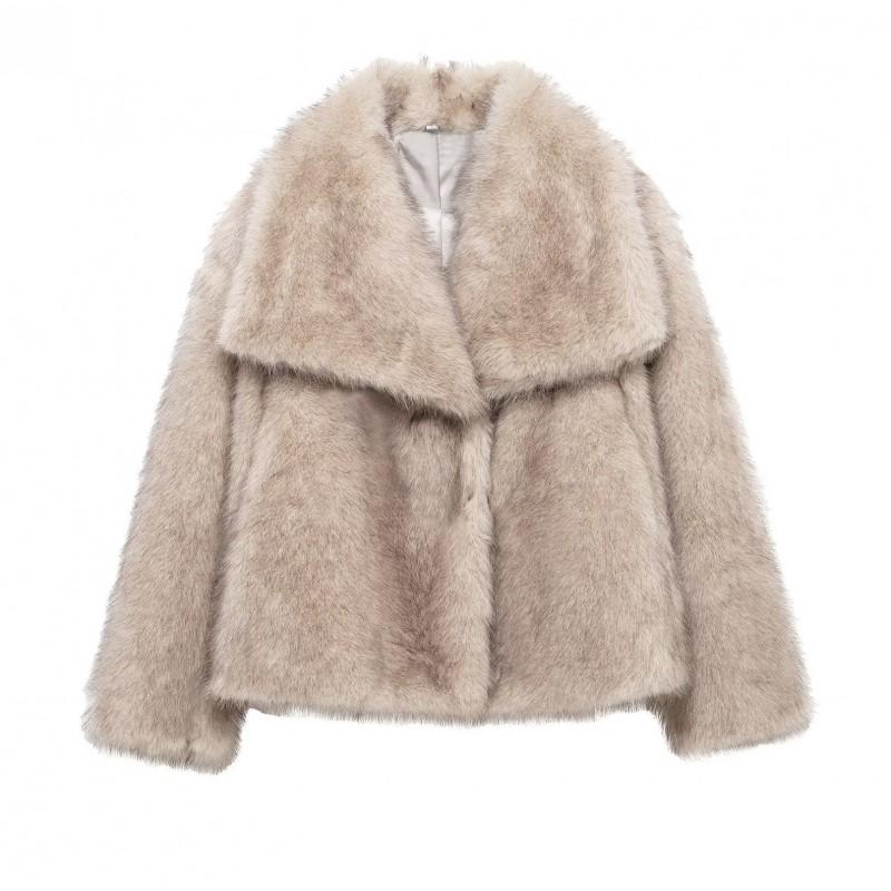 ZA Womens Thick Faux Fur Coat Winter Warm Fluffy Jacket Daily Wear