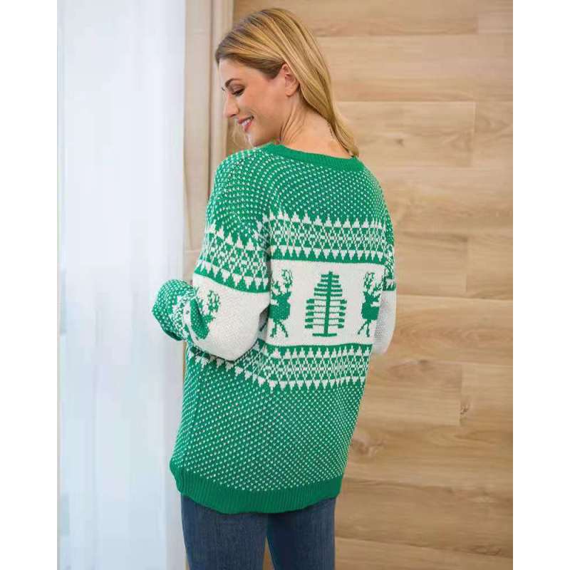Christmas Sweater Women Christmas Deer Warm Knitted Long Sleeve Sweater Jumper Top Winter Autumn Pullovers