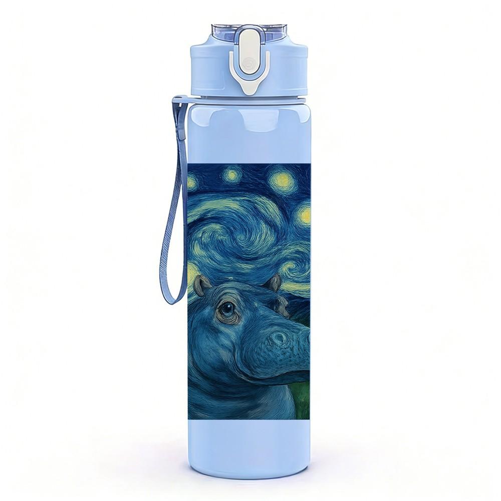 1PC Starry Night Van Gogh Art Print 750ml Color Plastic Sports Water Bottle Leakproof Flip Straw Lid Suitable for Sports Office Home Use