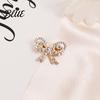 Scarf Brooch Clip Bowknot Design Pin for Women Faux Pearl