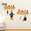 Adhesive Key Rack for Wall Wooden Holder with 5 Hooks, Cartoon House Theme Organizer, Multi Heavy Duty Screw Fixation Hooks Purpose Hanging