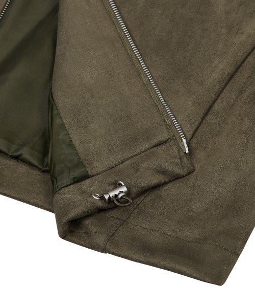 Ironyporno Whiteline 86-Iro161 Hidden Pocket Collar Suede Jacket Khaki