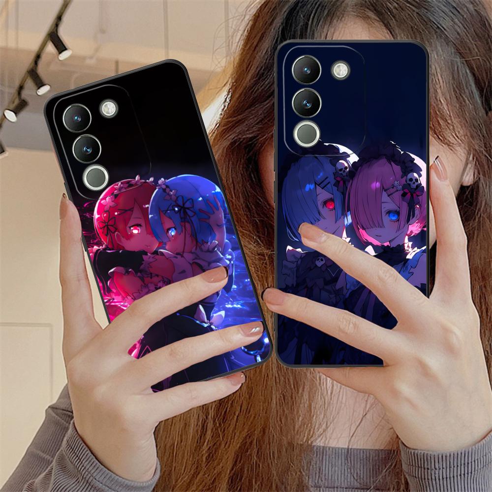 ReZero Rem Ram Matte TPU Mobile Phone Case for VIVO V60 V50 V40 V30 V29 V27 V25 V23 Pro Lite 5G Colorful Printing Cover