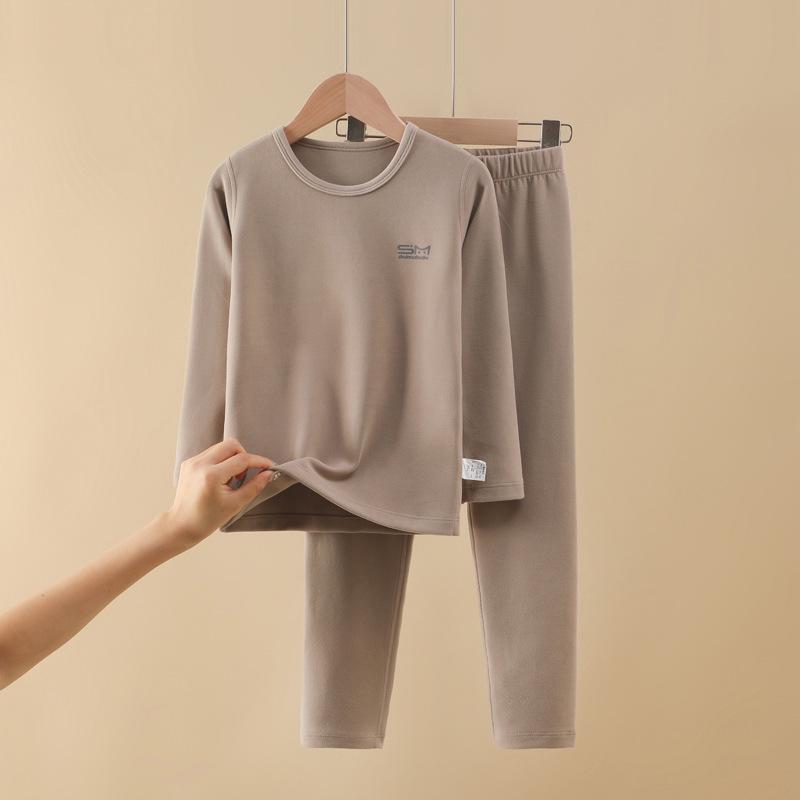 Children's Fleece-Lined Thermal Underwear Set: Warm, Boneless Base Layer for Boys and Girls - Autumn/Winter Pajamas