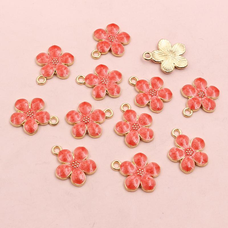 20pcs 17x14mm Flower Charms Pendant Enamel Alloy Small Cute Flower Charms DIY Jewelry Accessories Findings for Necklace Earrings