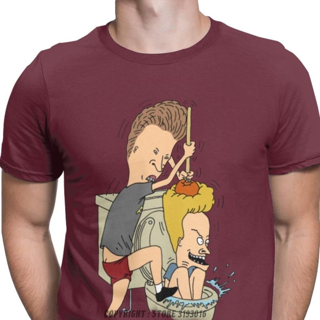 Beavis Butthead Toilet Fun TShirts Aesthetic Men Cartoon Rock Comic Punk Metal Funny Christmas Tees T Shirts Homme