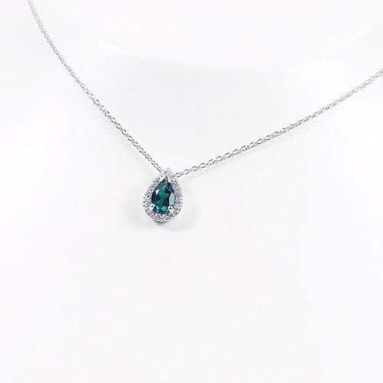 and Me Jewelry Emerald Necklace Large Recrystallized Emerald [You Box] 0.589 carat/14168/ [Birthstone May] [Gift wrapped]