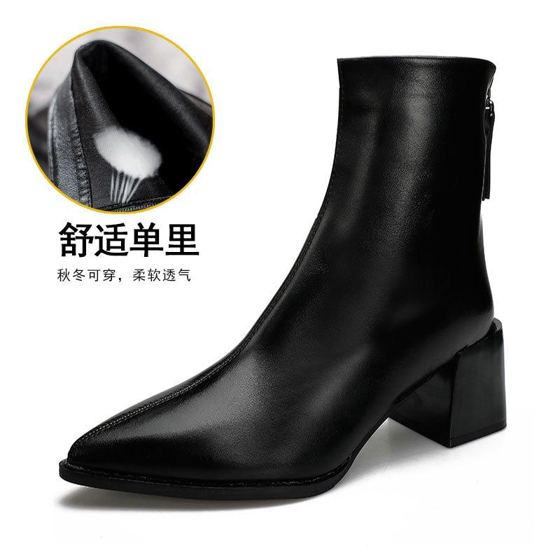 

Short boots women s summer thin high heel 2025 new women s boots medium tube pointed fashion boots thick heel spring and autumn single boots 34 чорний