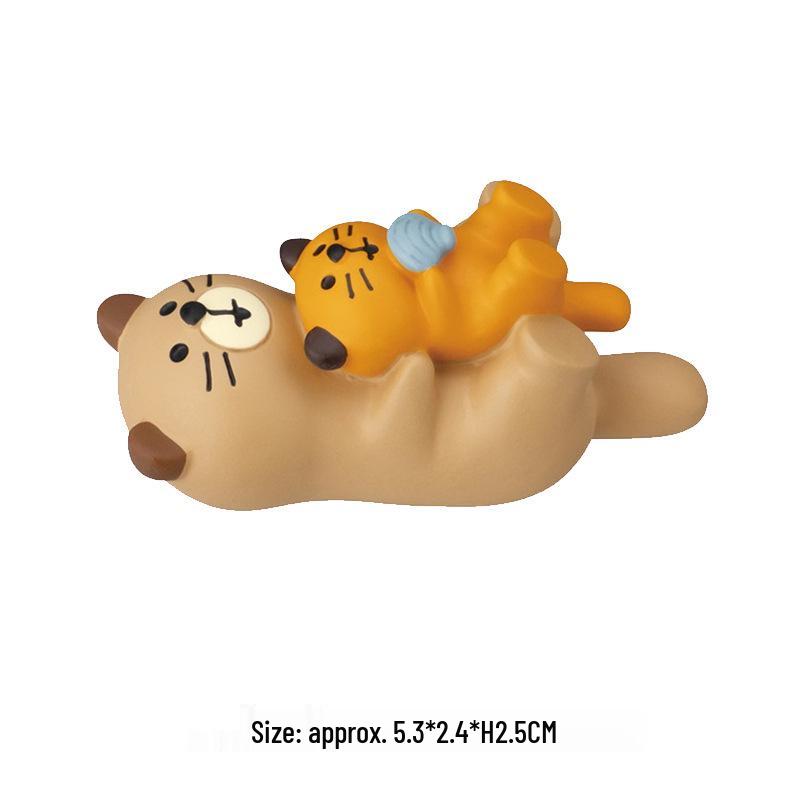Japanese Zakka Summer Garden Cat Mini Resin Ornament Set